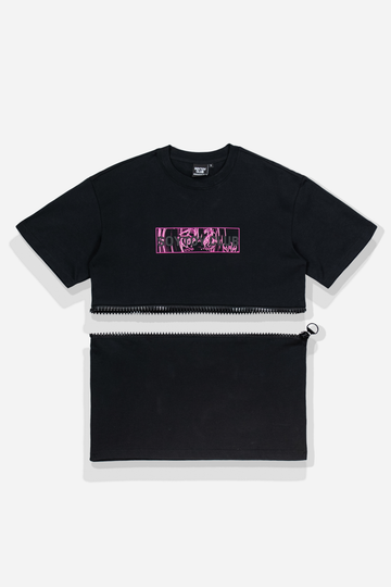 Catgirl Zip Crop Tee - Black